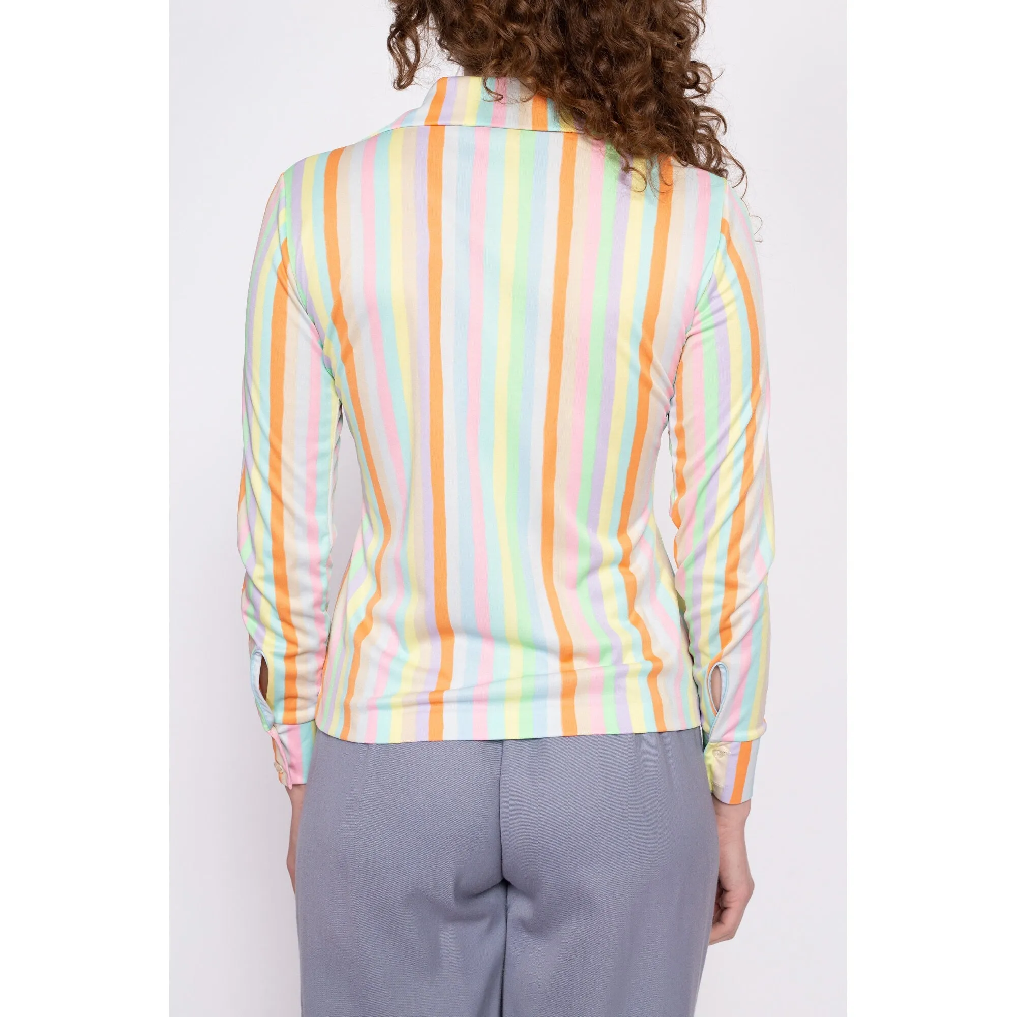 70s Pastel Striped Disco Top - Small