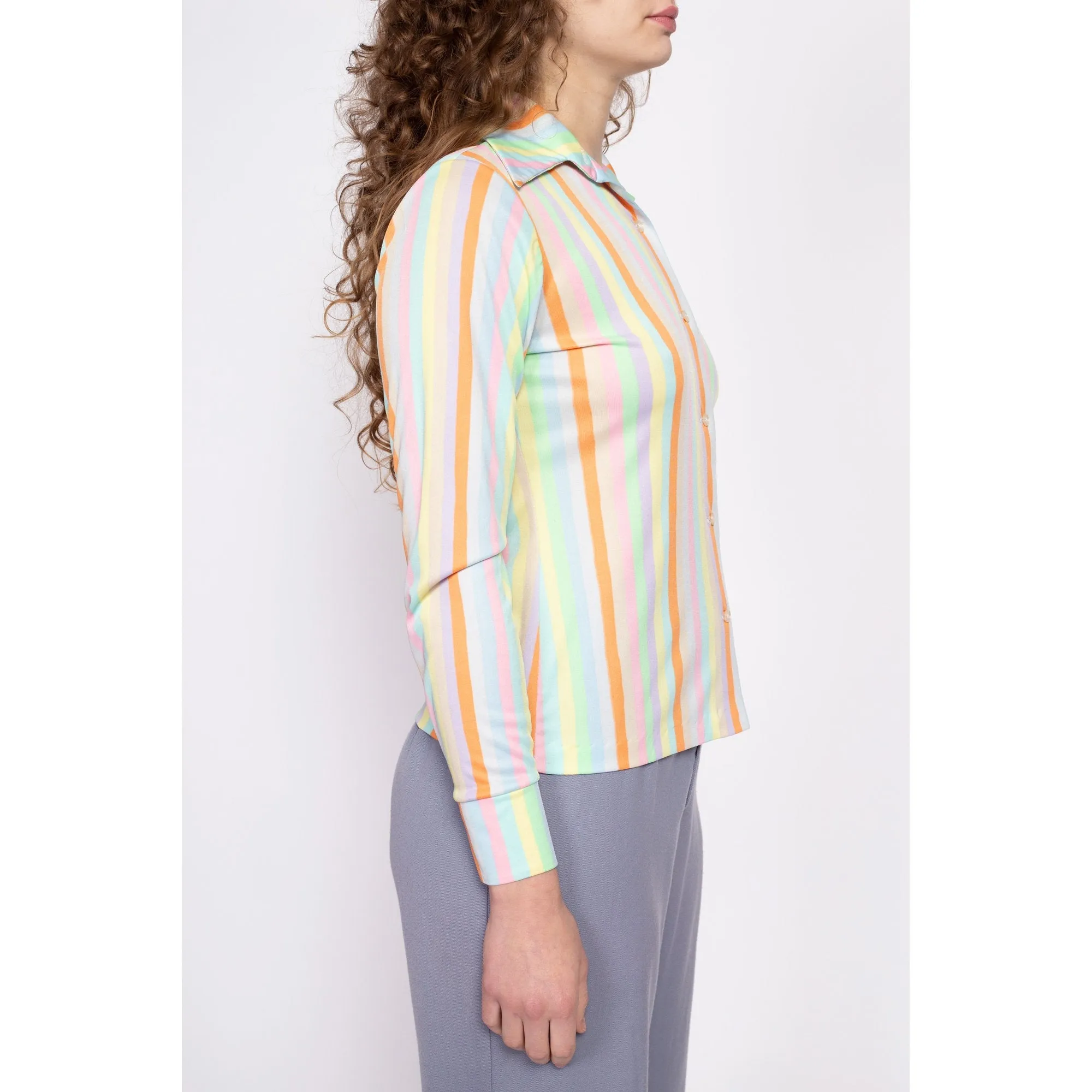 70s Pastel Striped Disco Top - Small