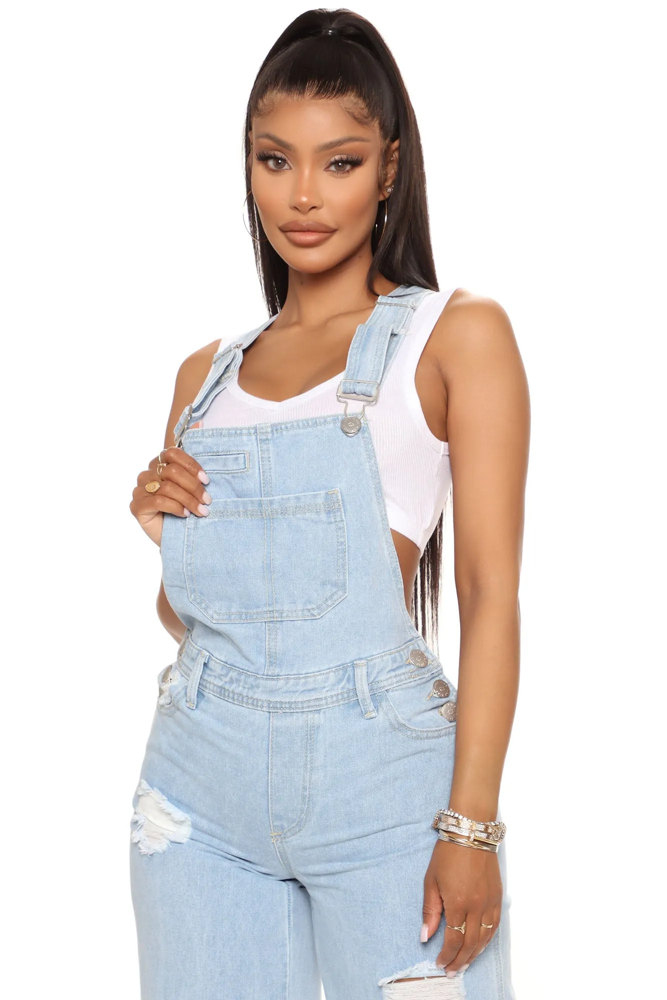 Abbot Kinney Gaucho Denim Overalls - Light Wash