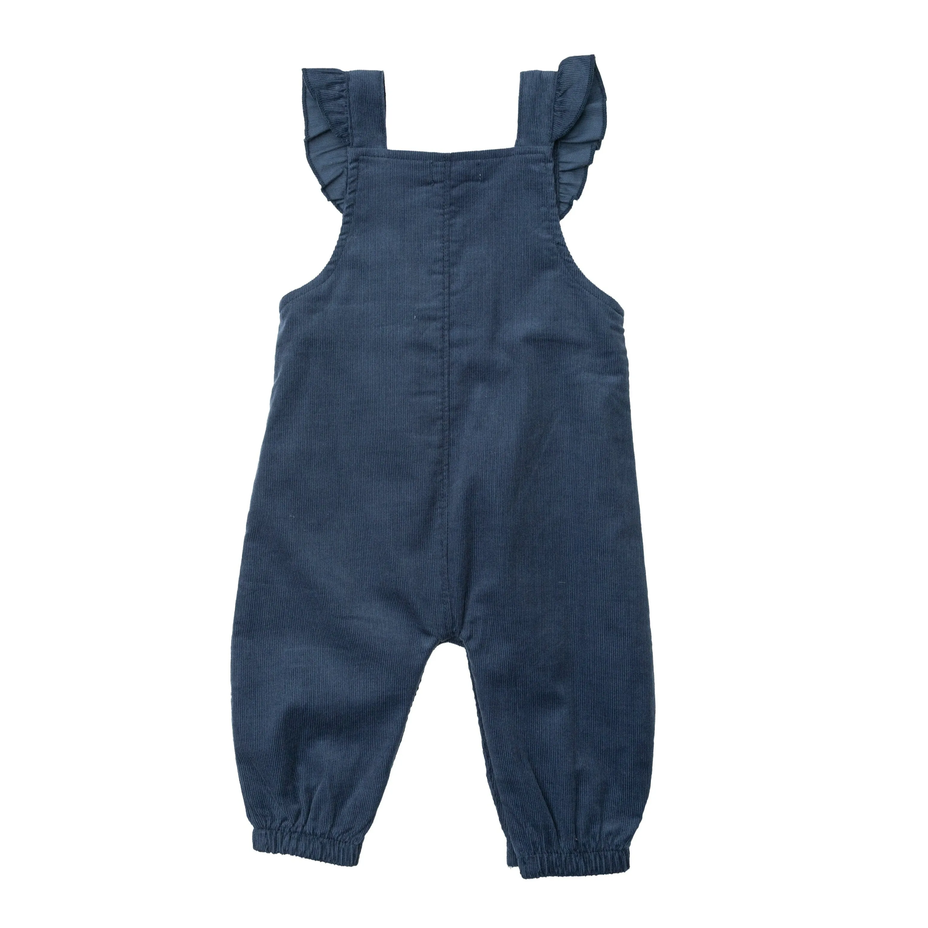 Angel Dear Dark Denim Corduroy Ruffle Overalls