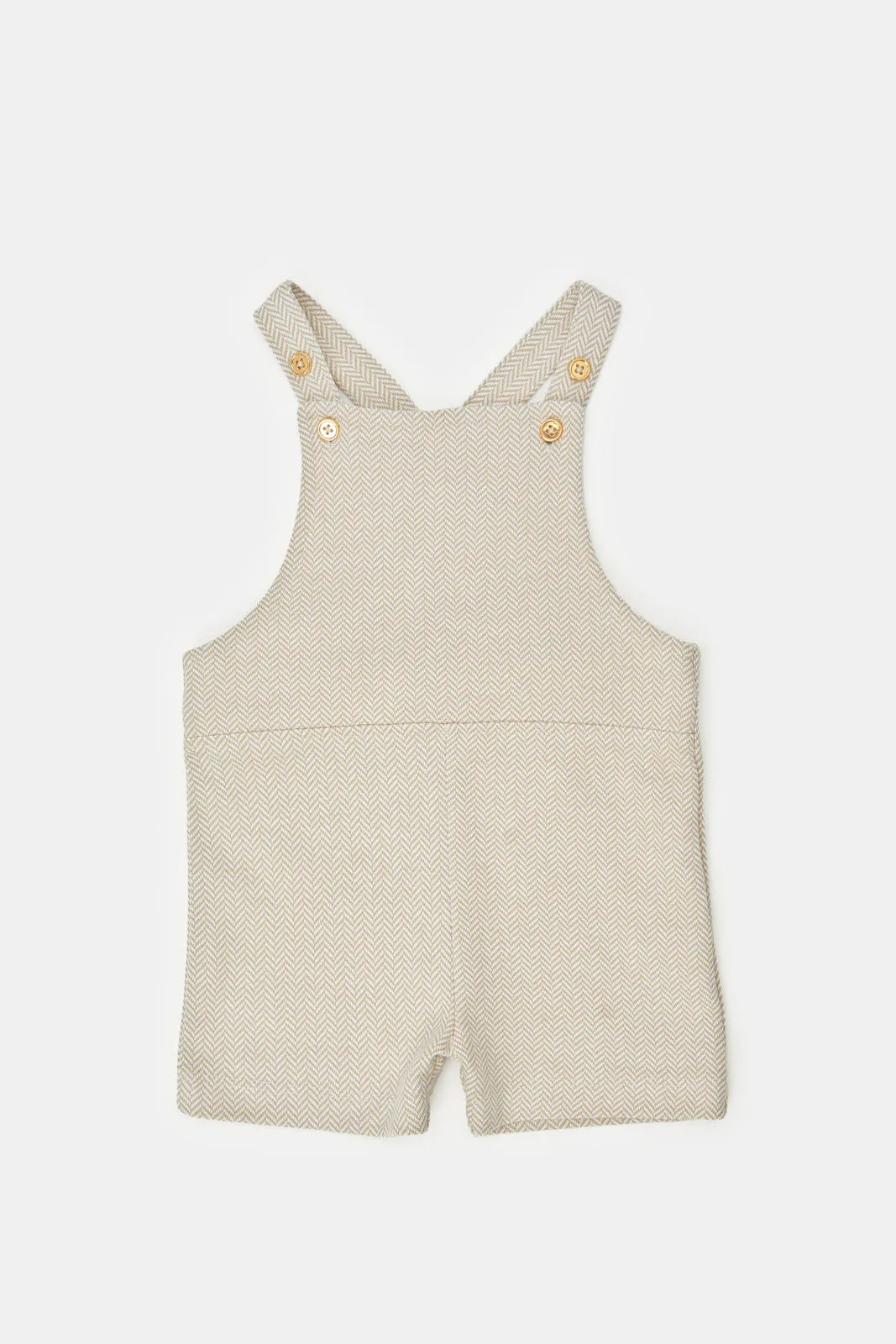 Baby Beige Crown Polo Shirt And Dungaree Set (2 Piece)