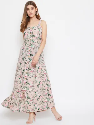 Berrylush Women Multi-Colour Floral Sweetheart Neck Maxi Dress