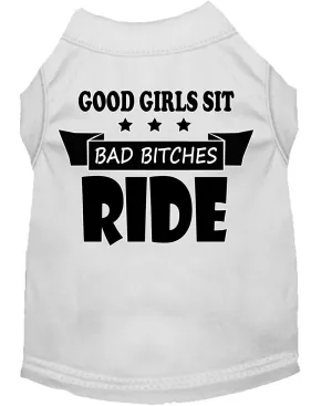 Bitches Ride Screen Print Dog Shirt White Sm (10)