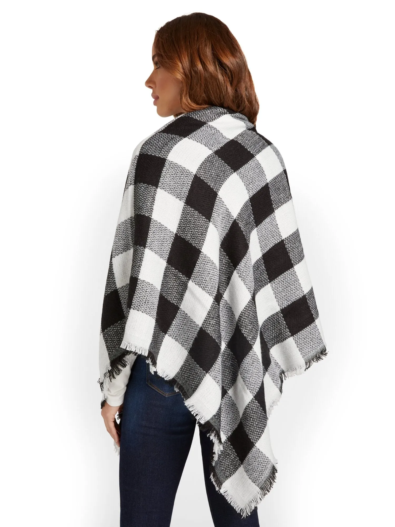 Black & White Plaid Fringe Wrap - Brands We Love