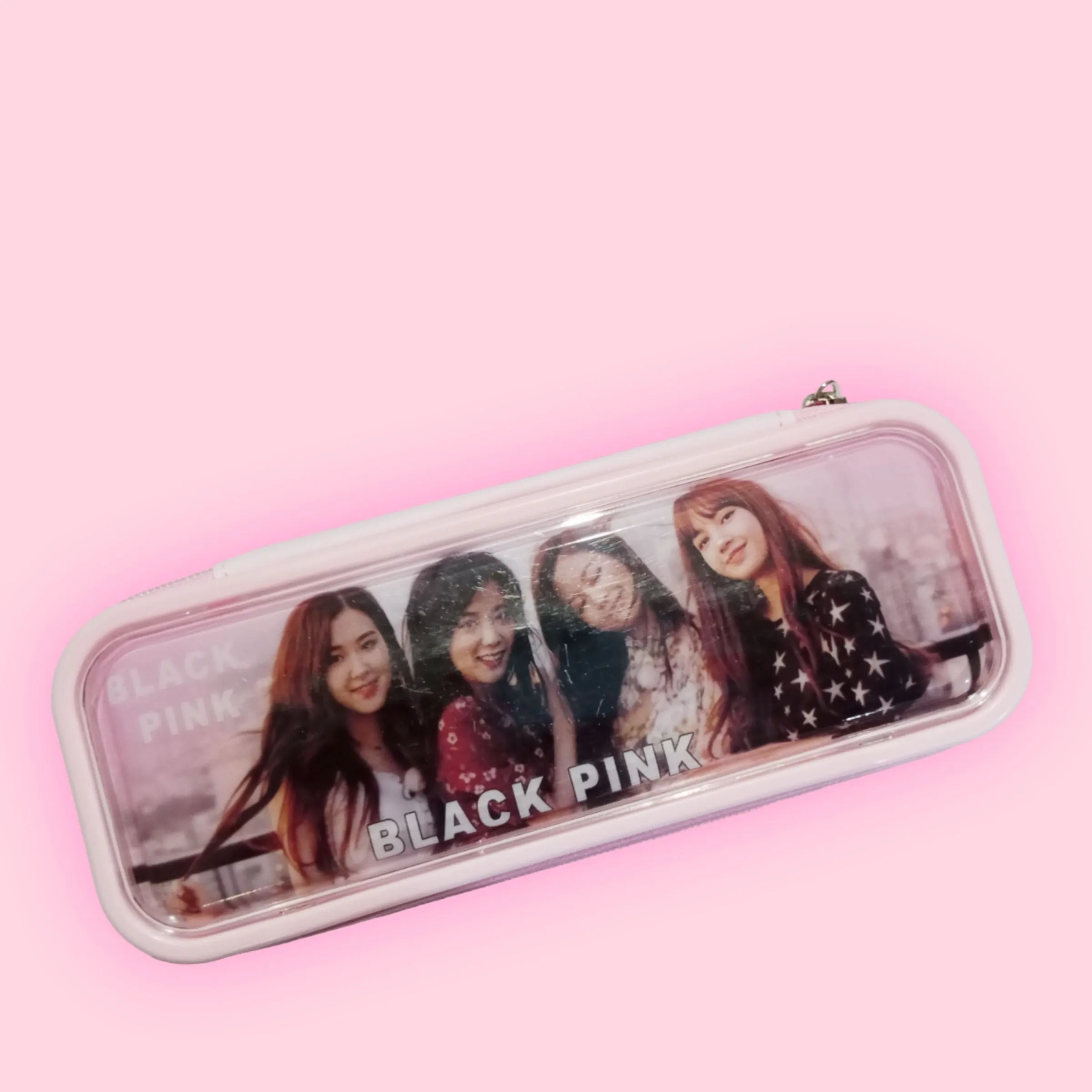 Black Pink Pencil Pouch With Colorful LED Lights