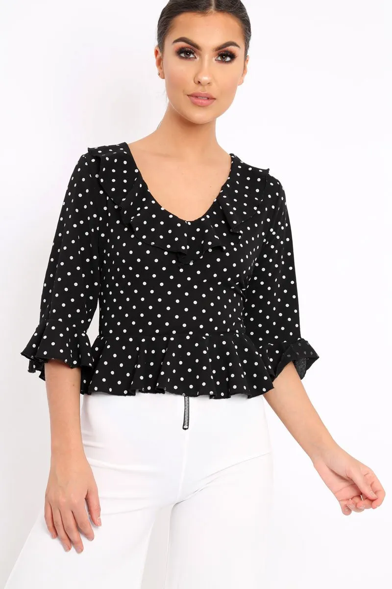 Black Polka Dot Crop Top - Alixandra