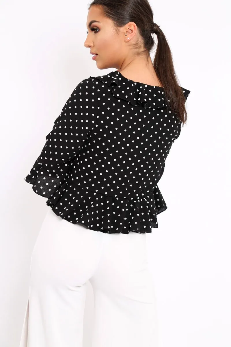 Black Polka Dot Crop Top - Alixandra