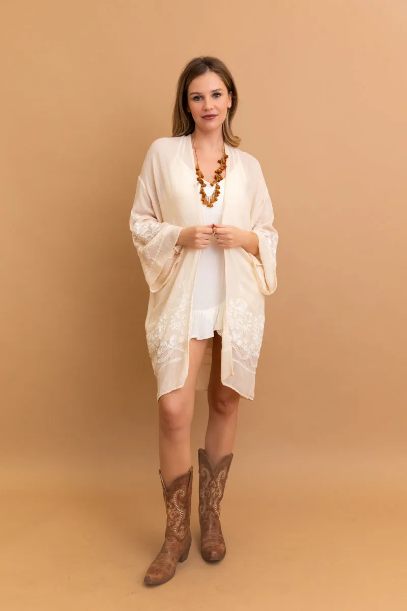 Blossom Breeze Embroidered Kimono