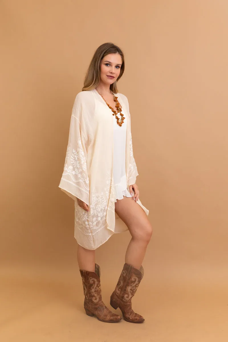 Blossom Breeze Embroidered Kimono