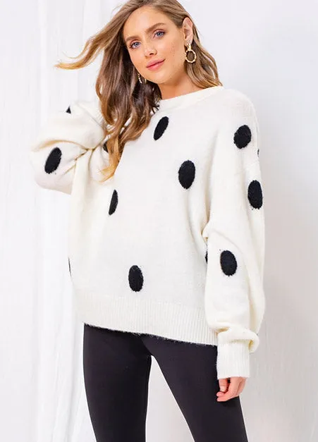 Blouson Sleeve Polka Dot Sweater