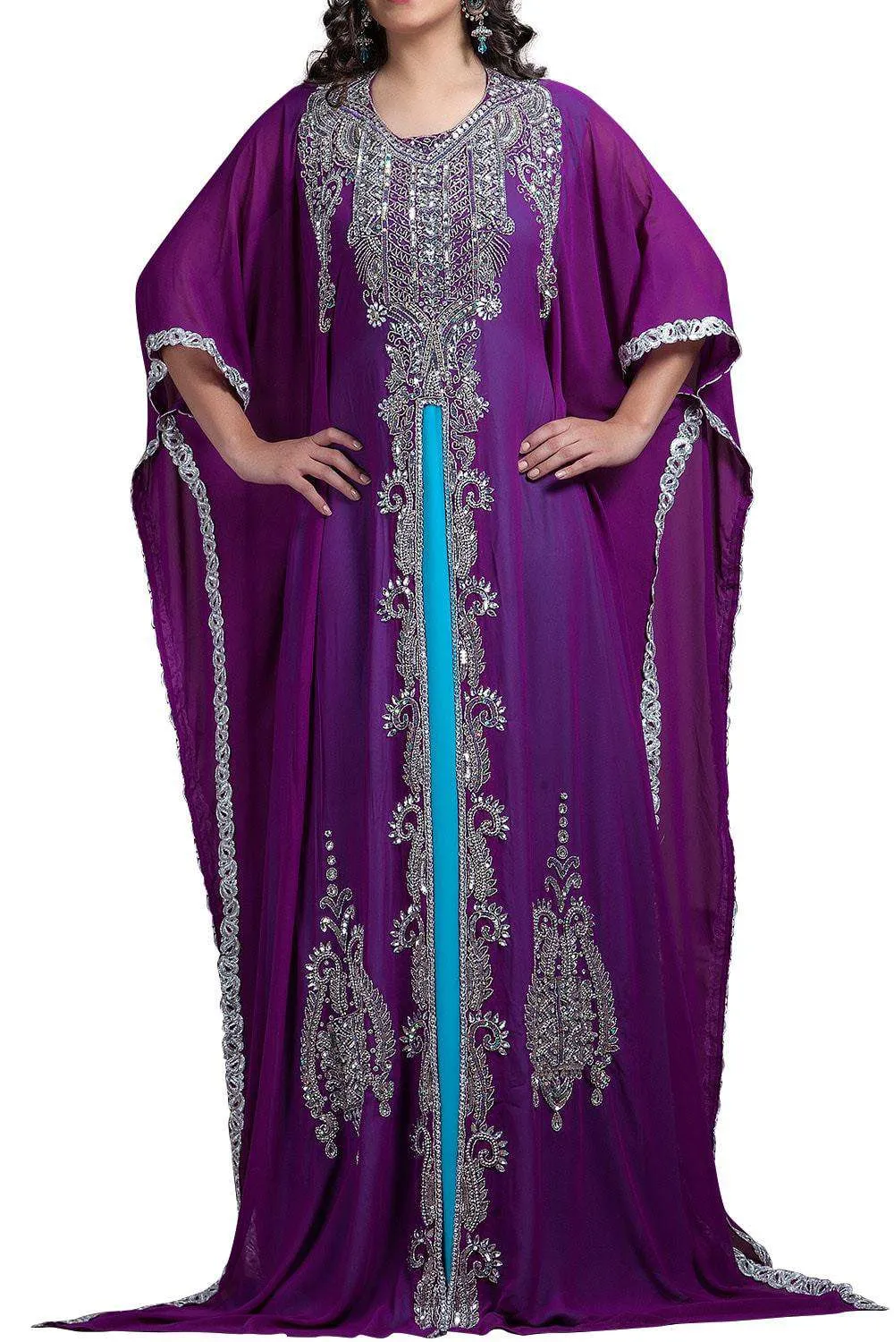 Blue and Purple Color Georgette Kaftan