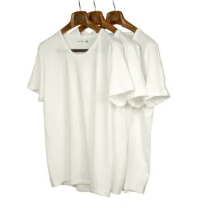 Box set of 3 white 1970's scooped v-neck cotton t-shirts (restock)