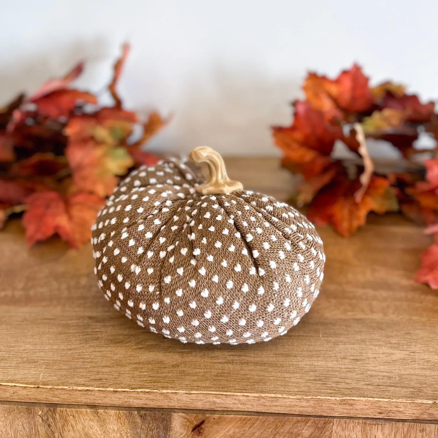 Brown Polka Dot Fabric Pumpkin