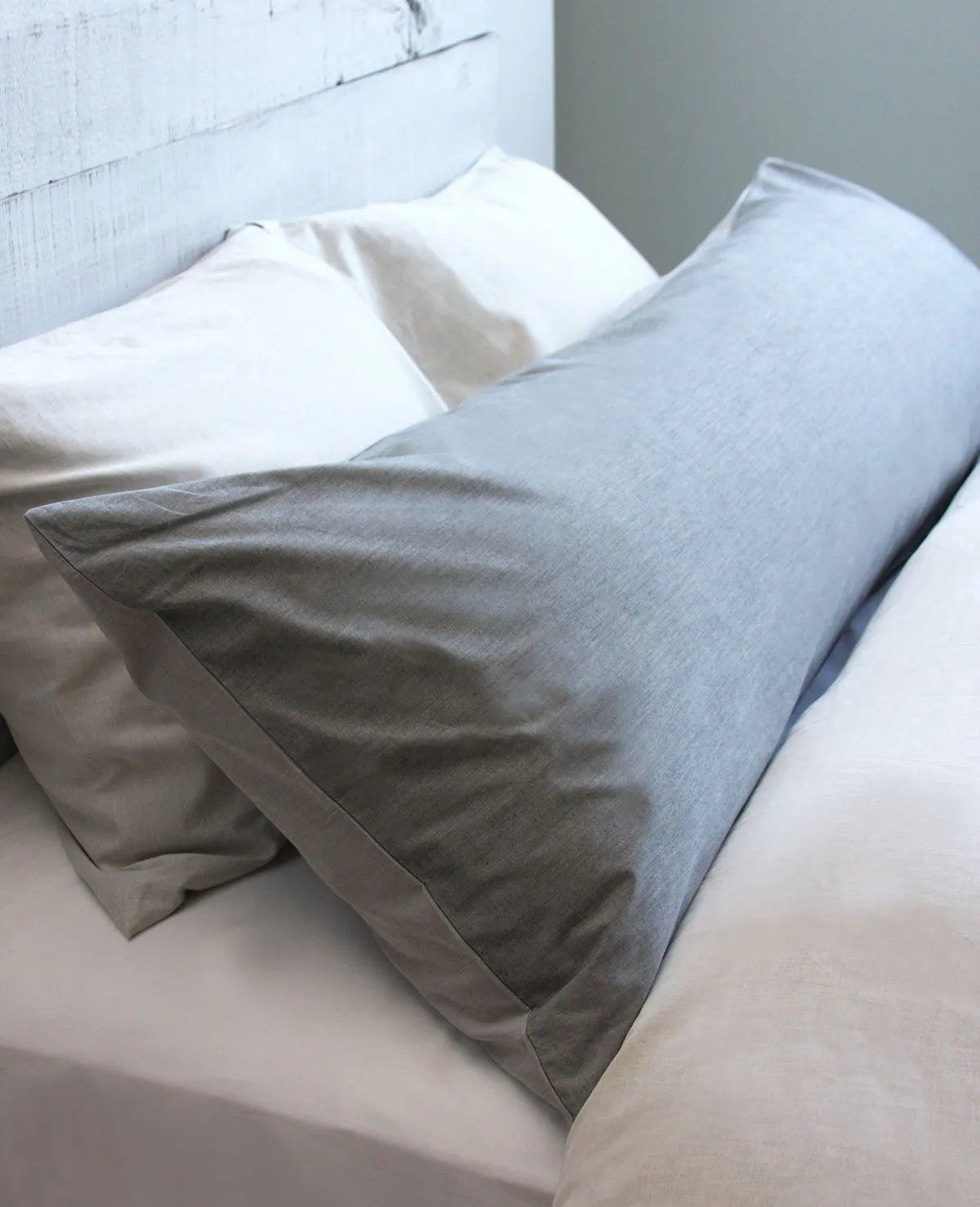 Chambray Grey and Charcoal Body Pillow