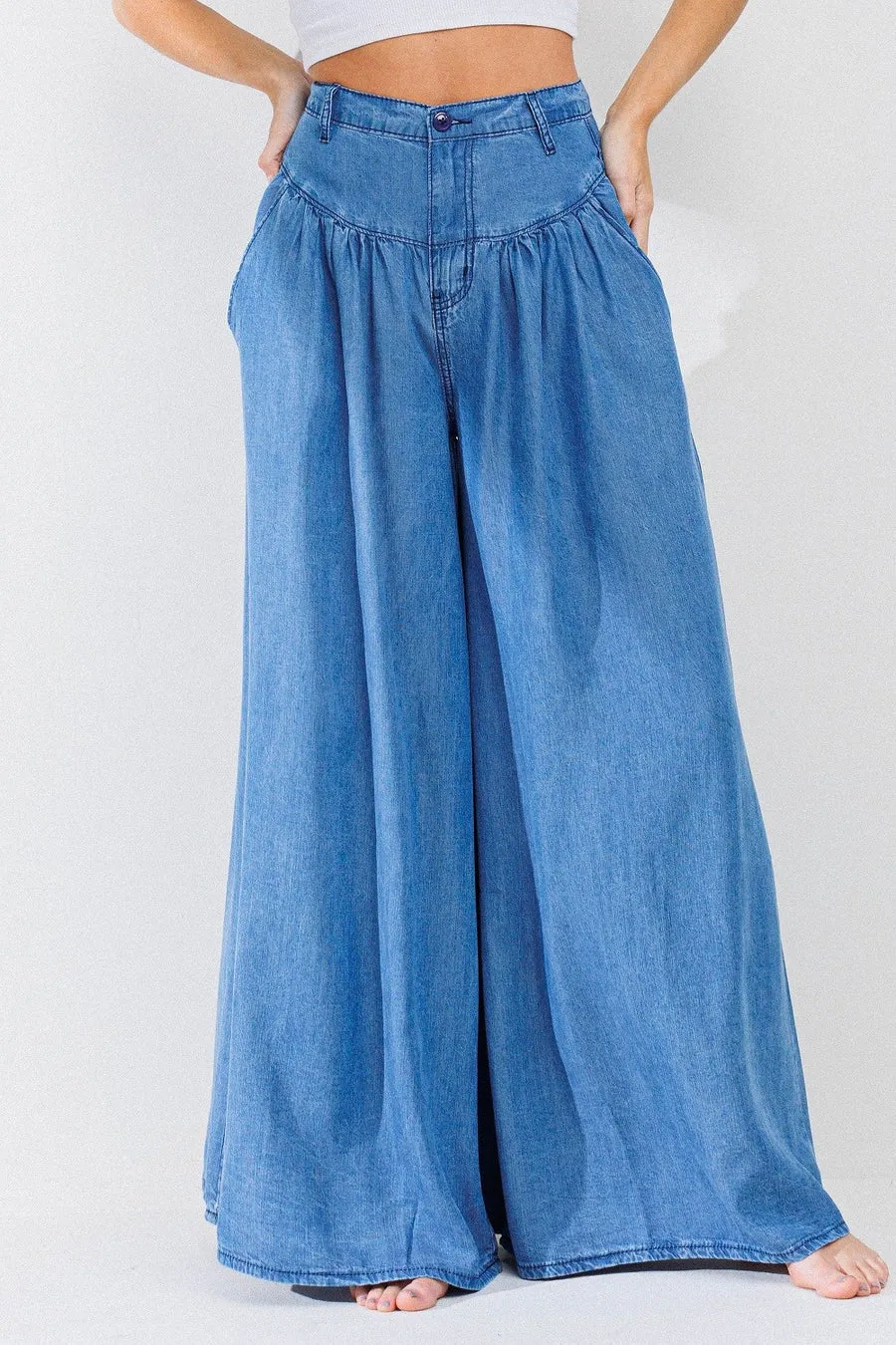 Chambray Wide Leg Jean