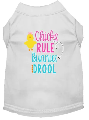 Chicks Rule Screen Print Dog Shirt White Sm (10)