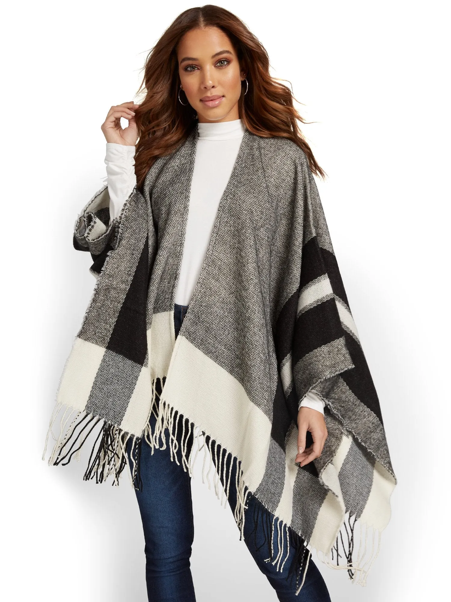 Colorblock Fringe Wrap