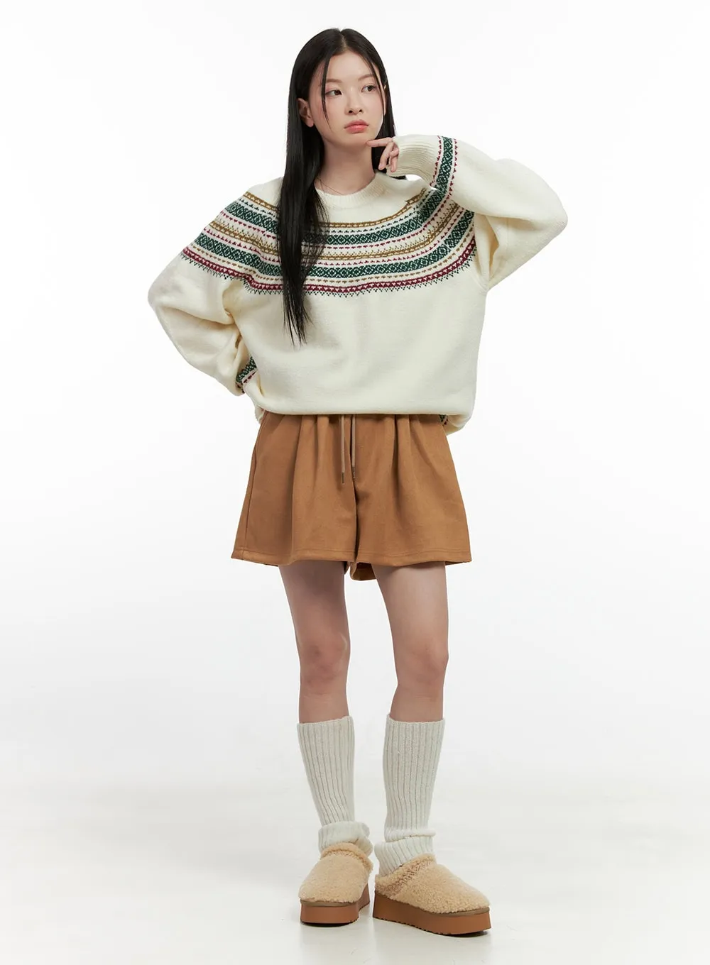 Corduroy High-Waisted Shorts ON408