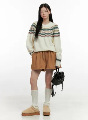 Corduroy High-Waisted Shorts ON408