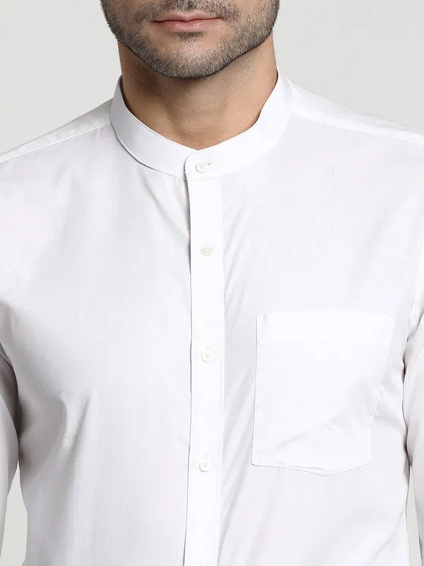 Cotton White Slim Fit Solid Formal Shirts