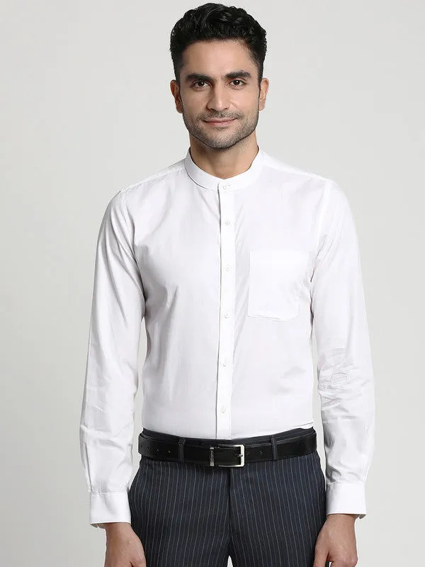 Cotton White Slim Fit Solid Formal Shirts