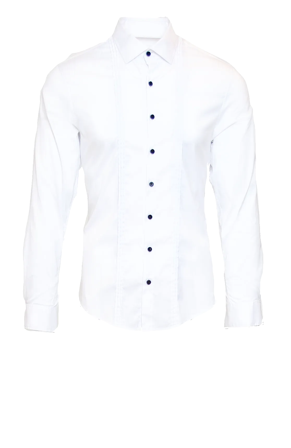 CRISP WHITE FITTED COTTON TUXEDO SHIRT