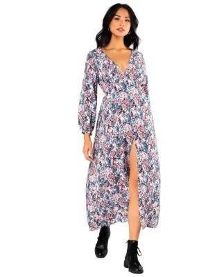 Crowded Floral Crop Maxi Dress - Blue Ashes