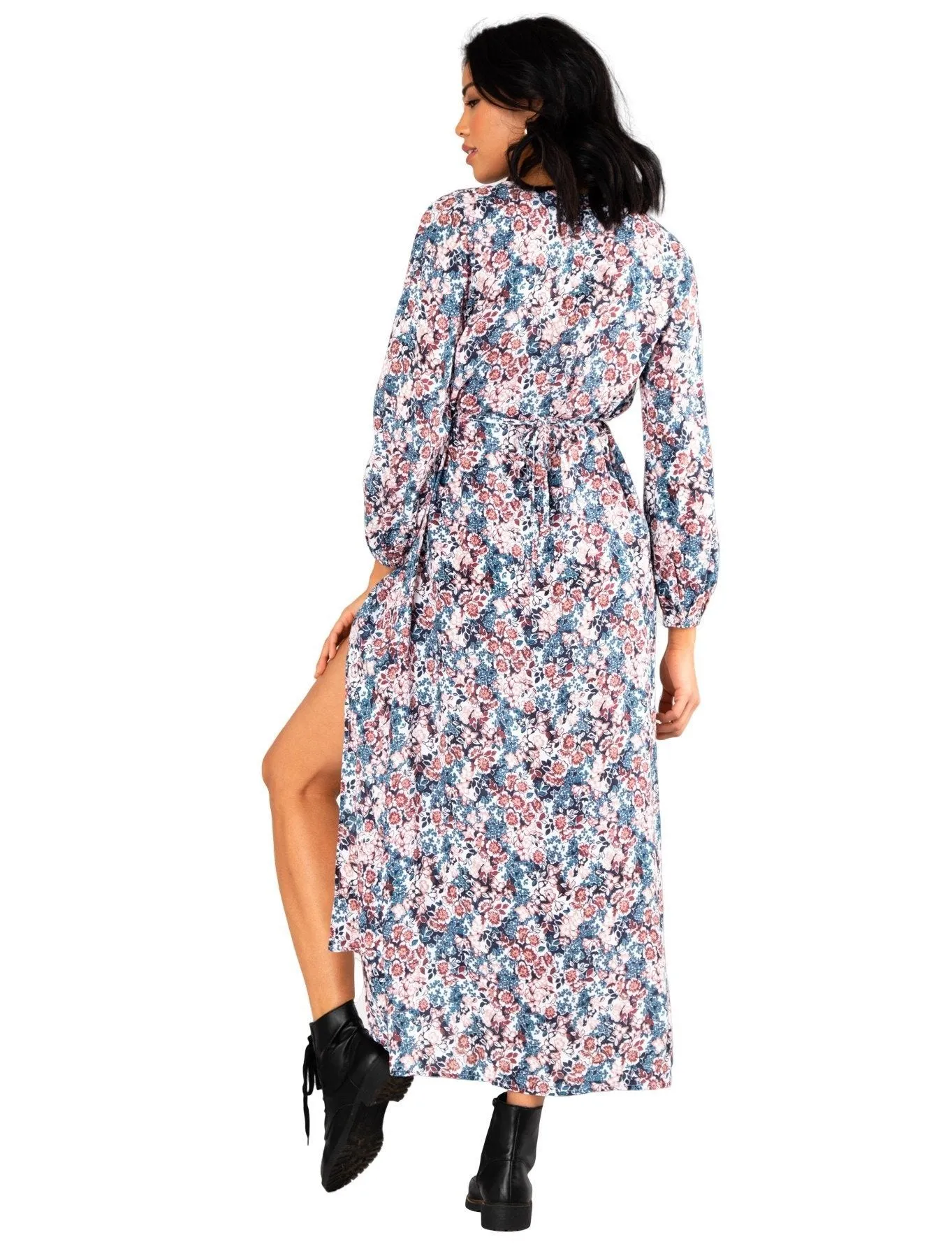 Crowded Floral Crop Maxi Dress - Blue Ashes