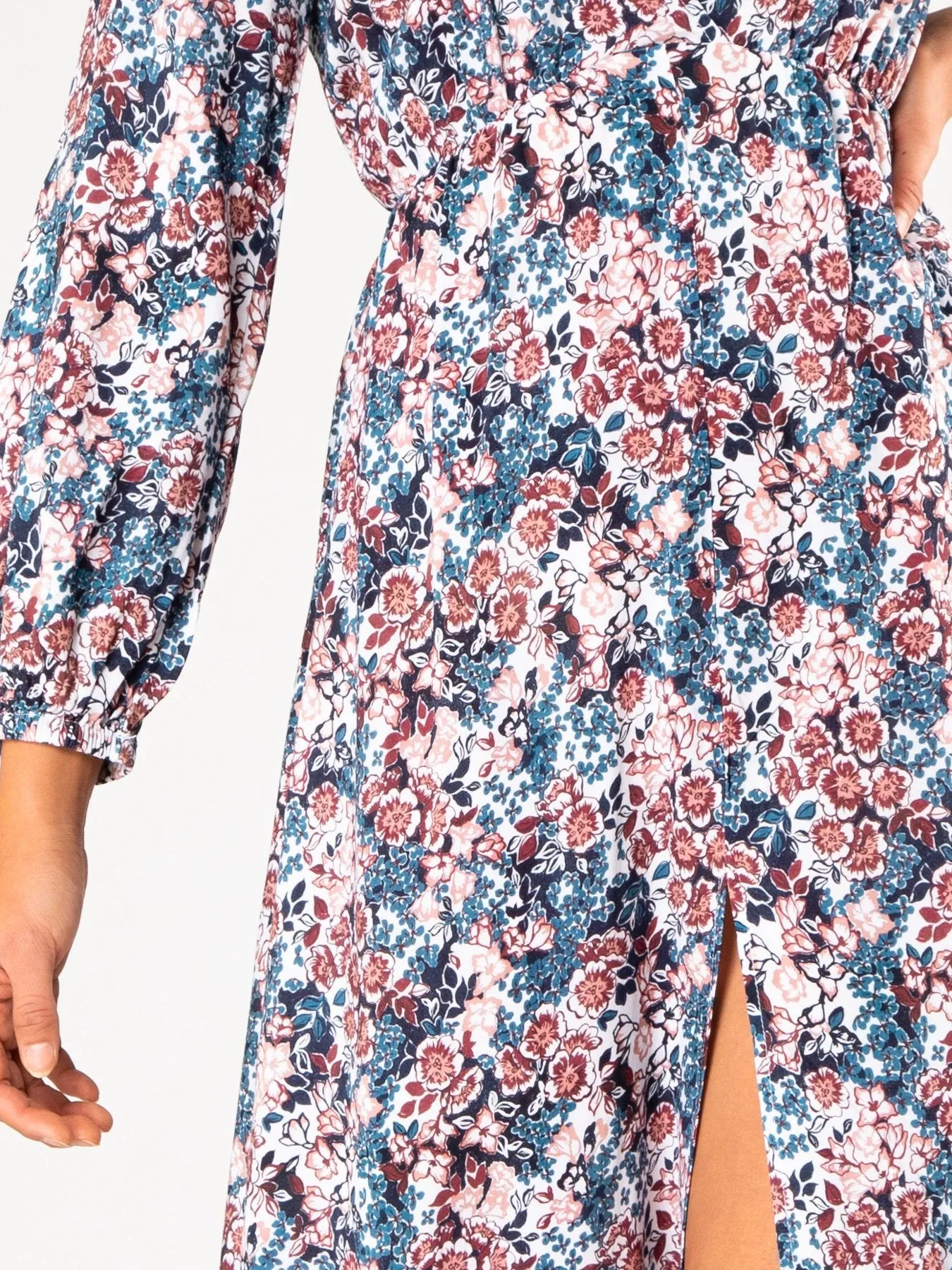 Crowded Floral Crop Maxi Dress - Blue Ashes