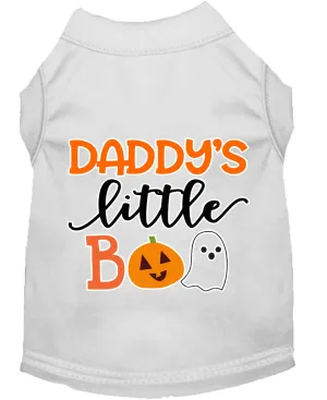 Daddy's Little Boo Screen Print Dog Shirt White Sm