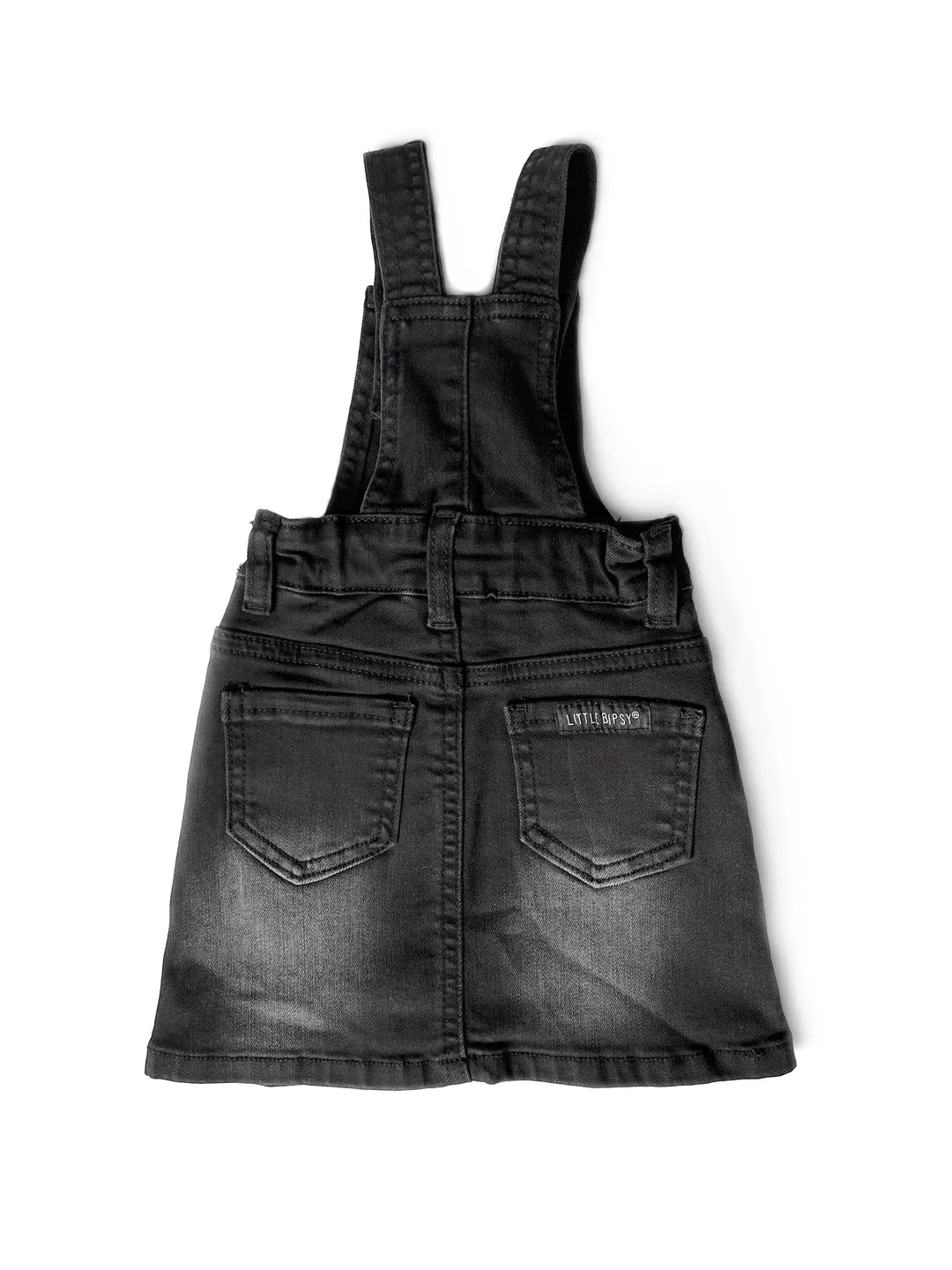 Denim Skirt Overalls- Black Wash