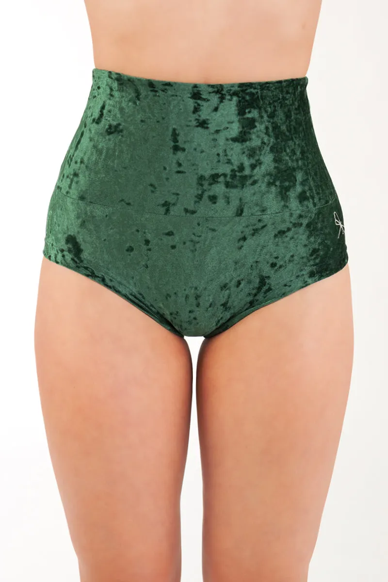 Dragonfly Betty High-Waisted Shorts - Velvet Emerald