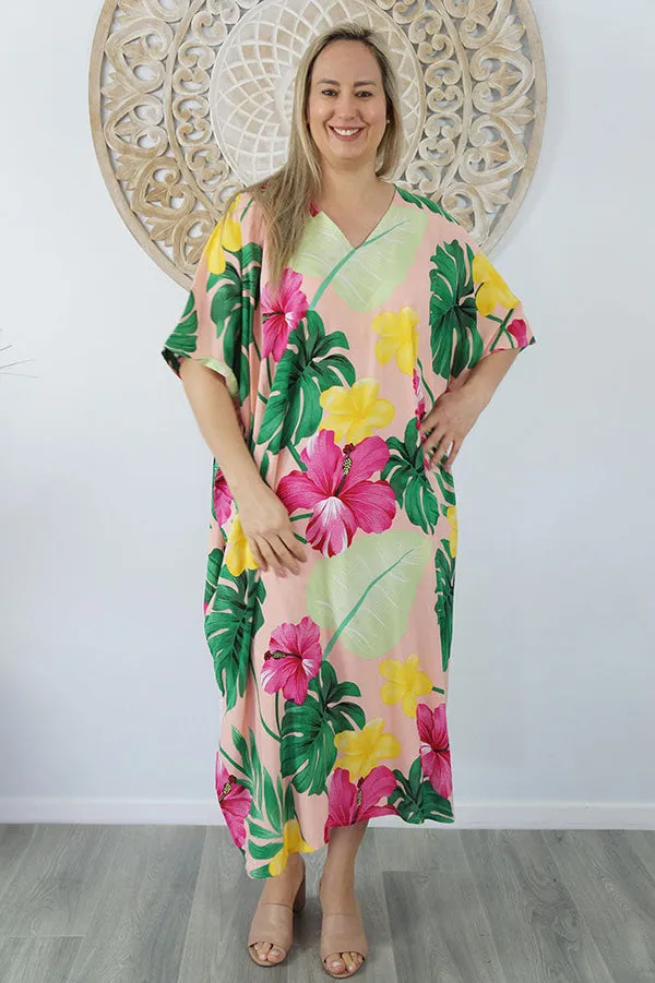 Elegant long Maya Kaftan OSFA 14-26- Premium Hawaiian