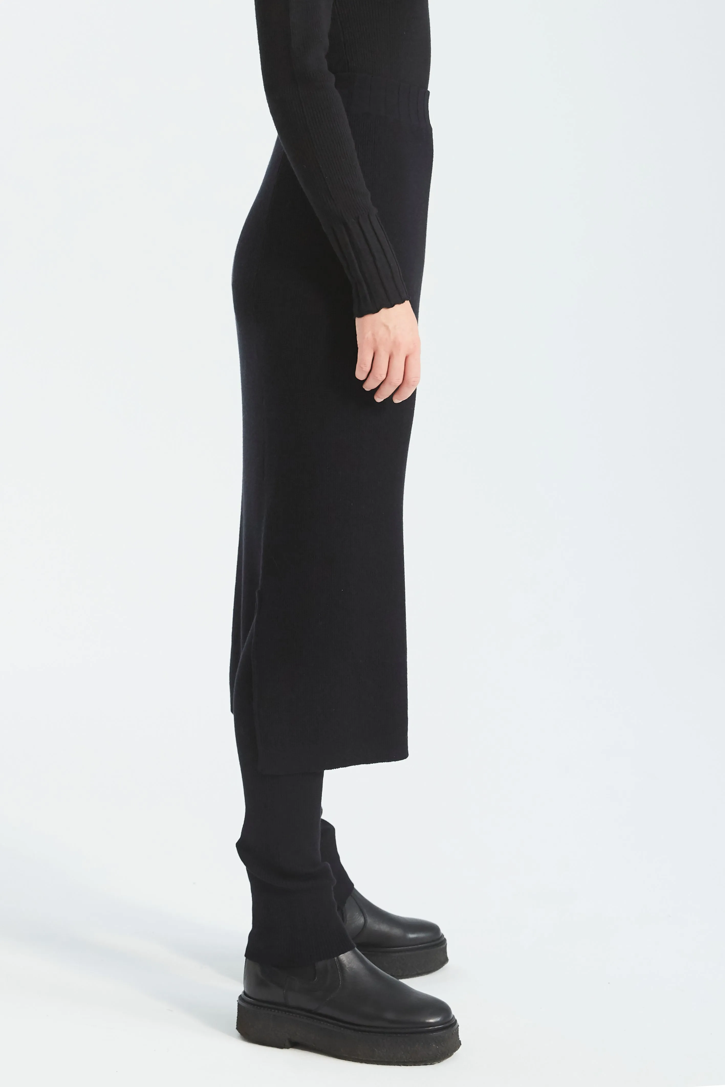 ELLIS KNIT SKIRT - BLACK - WOOL MIX/SILK