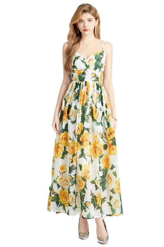 Floral Rose Print Maxi Dress *Online Only*