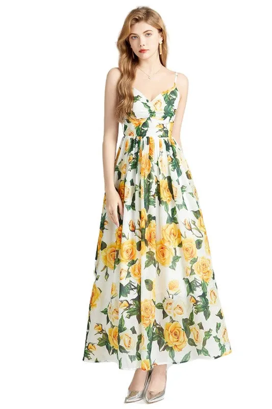 Floral Rose Print Maxi Dress *Online Only*