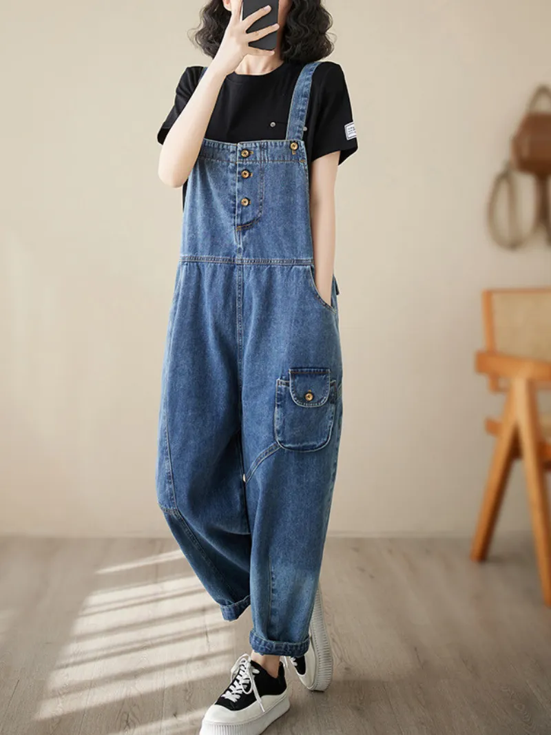 Follow Your Heart Denim High Waist Overall Dungarees