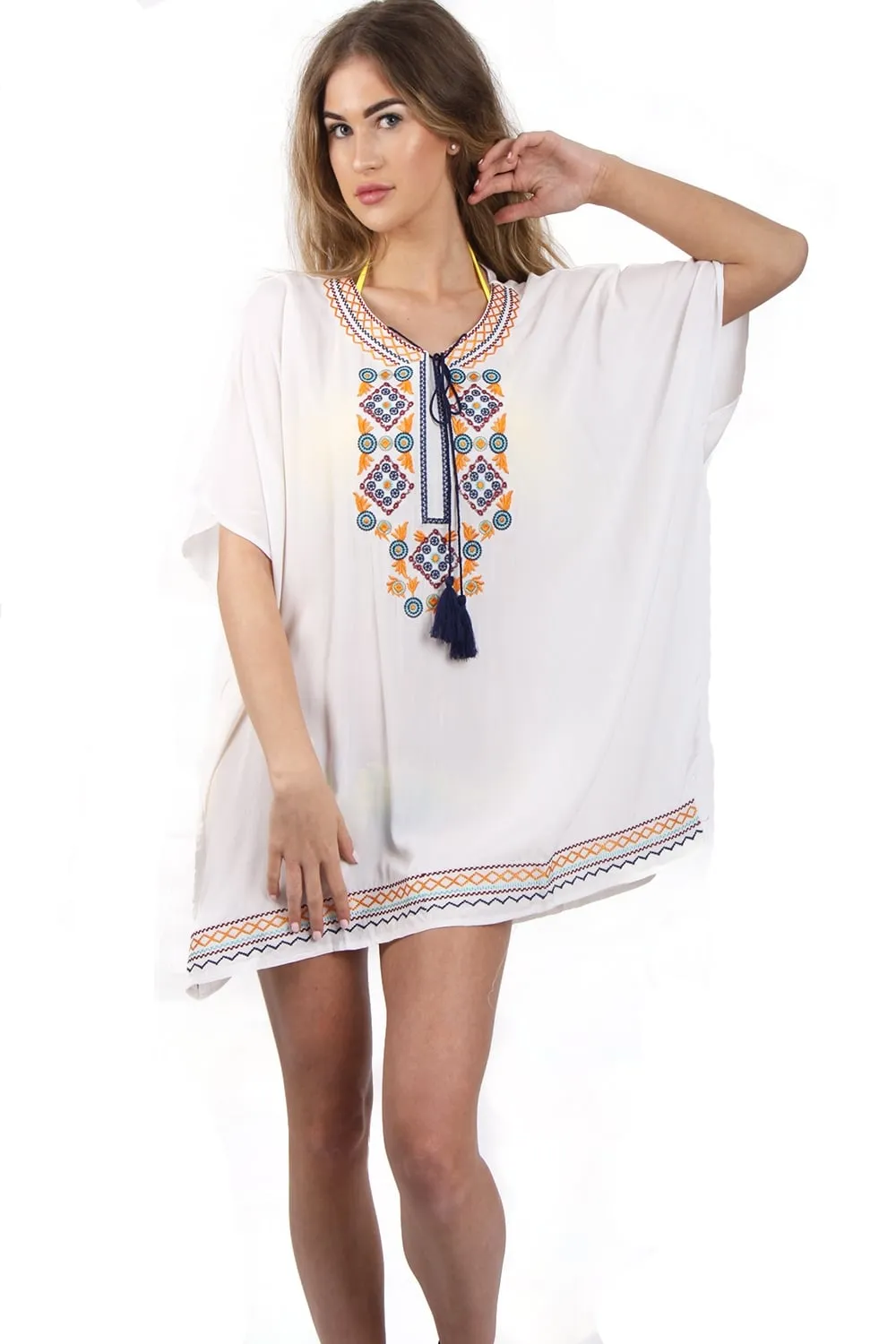 Geometric Aztec Embroidery Kaftan