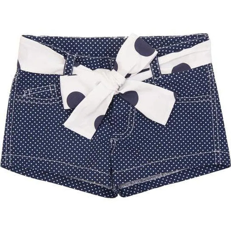 Girls Navy Polka Dot Shorts