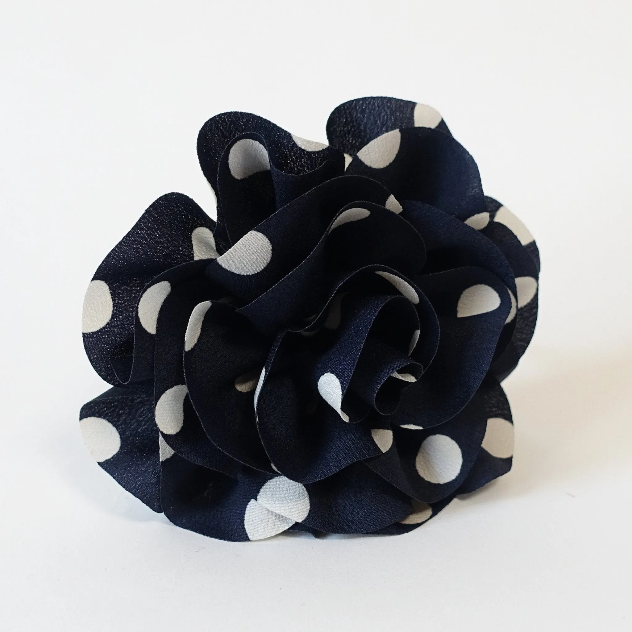 Handmade Polka Dot Print Flower Hair Elastics Ponytail Holder