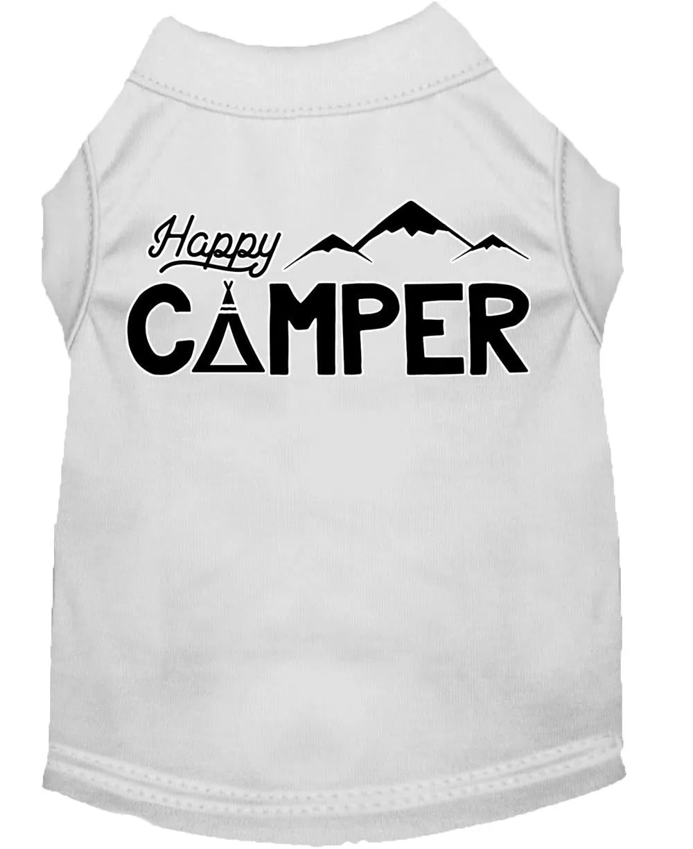 Happy Camper Screen Print Dog Shirt White Xxl (18)