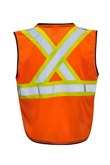 Hi Vis Traffic Safety Vest with Zipper Front (Orange)