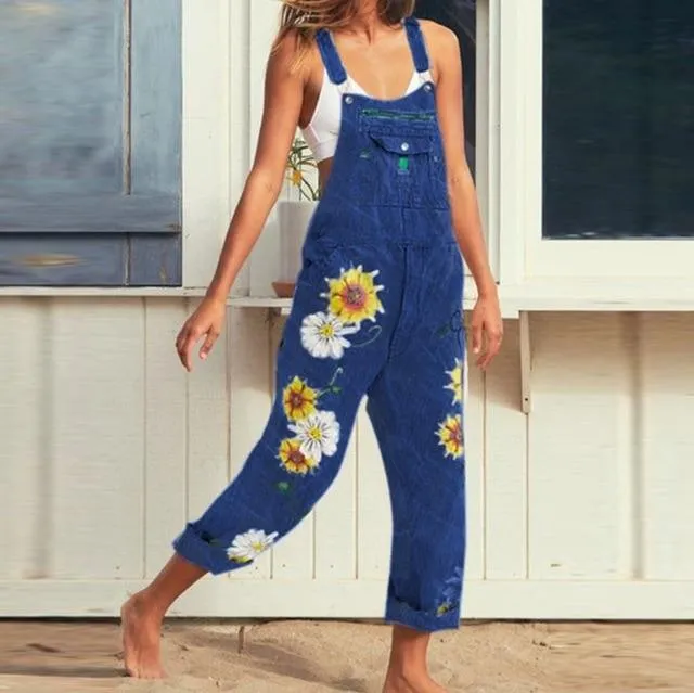 Hippie Peace Floral Denim Overall