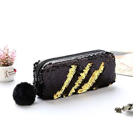 Importikaah Fashion Sequin Hairball Pencil Case - Random Colors