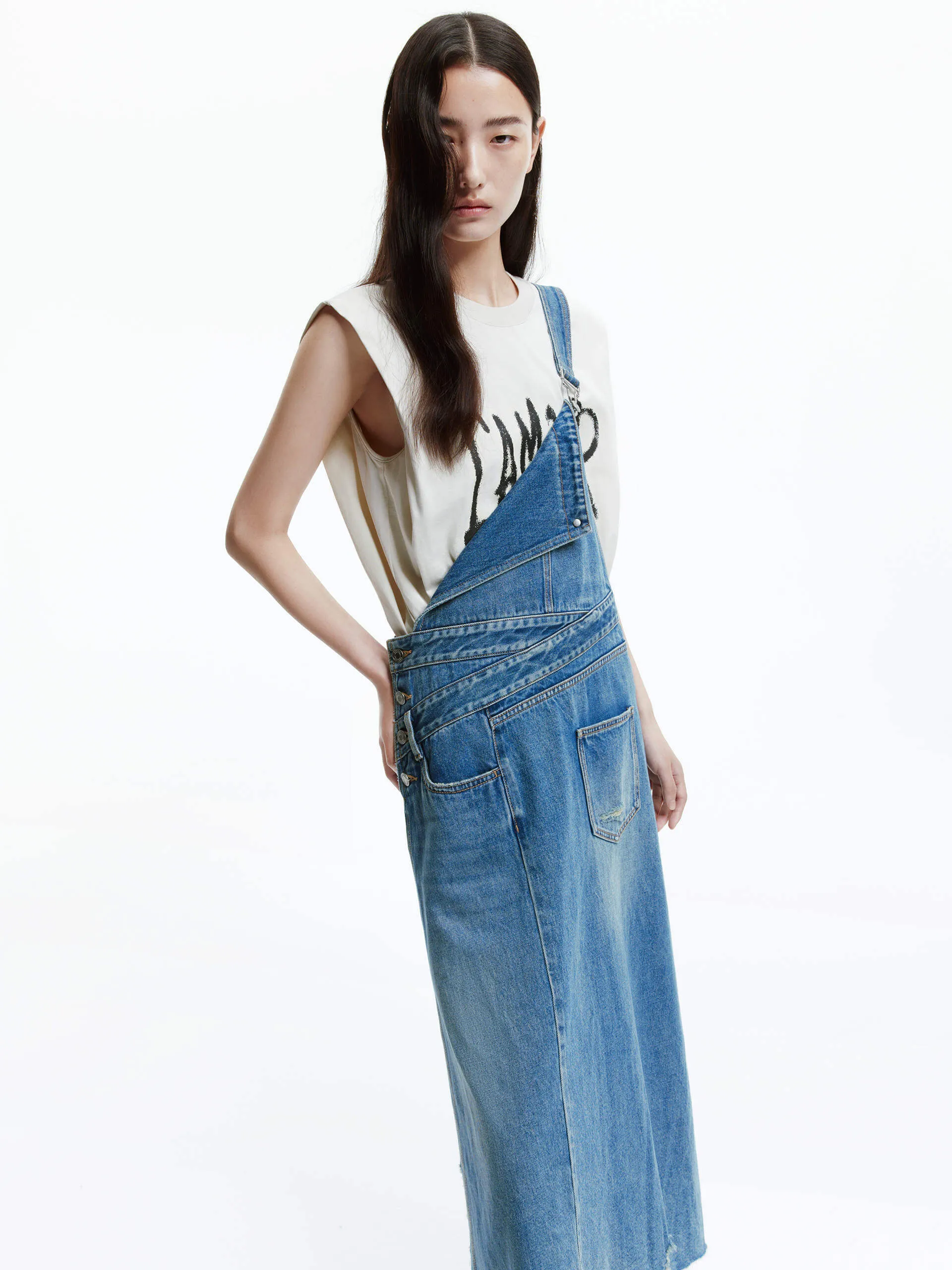 Irregular Hem Denim Dress