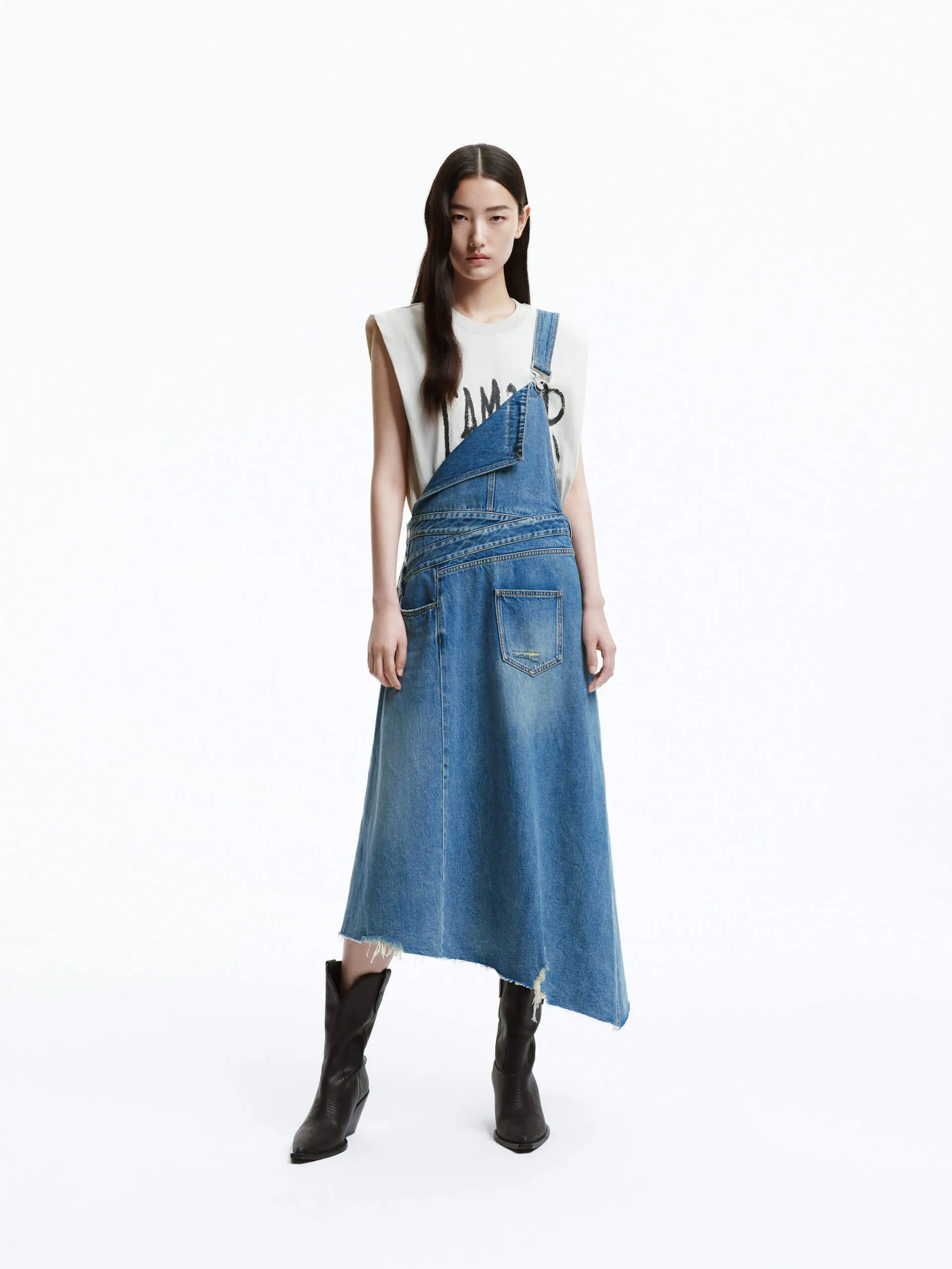 Irregular Hem Denim Dress