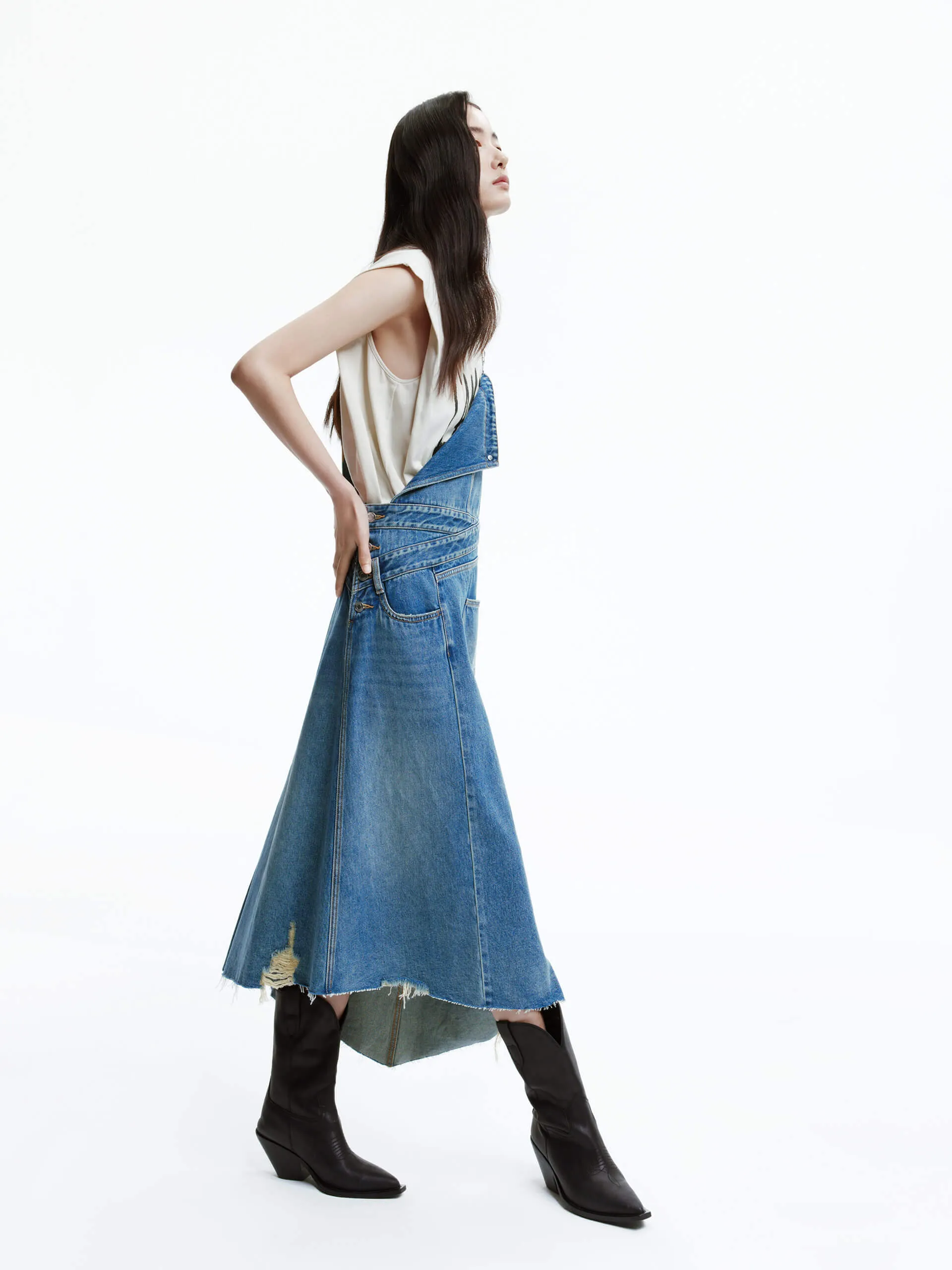 Irregular Hem Denim Dress