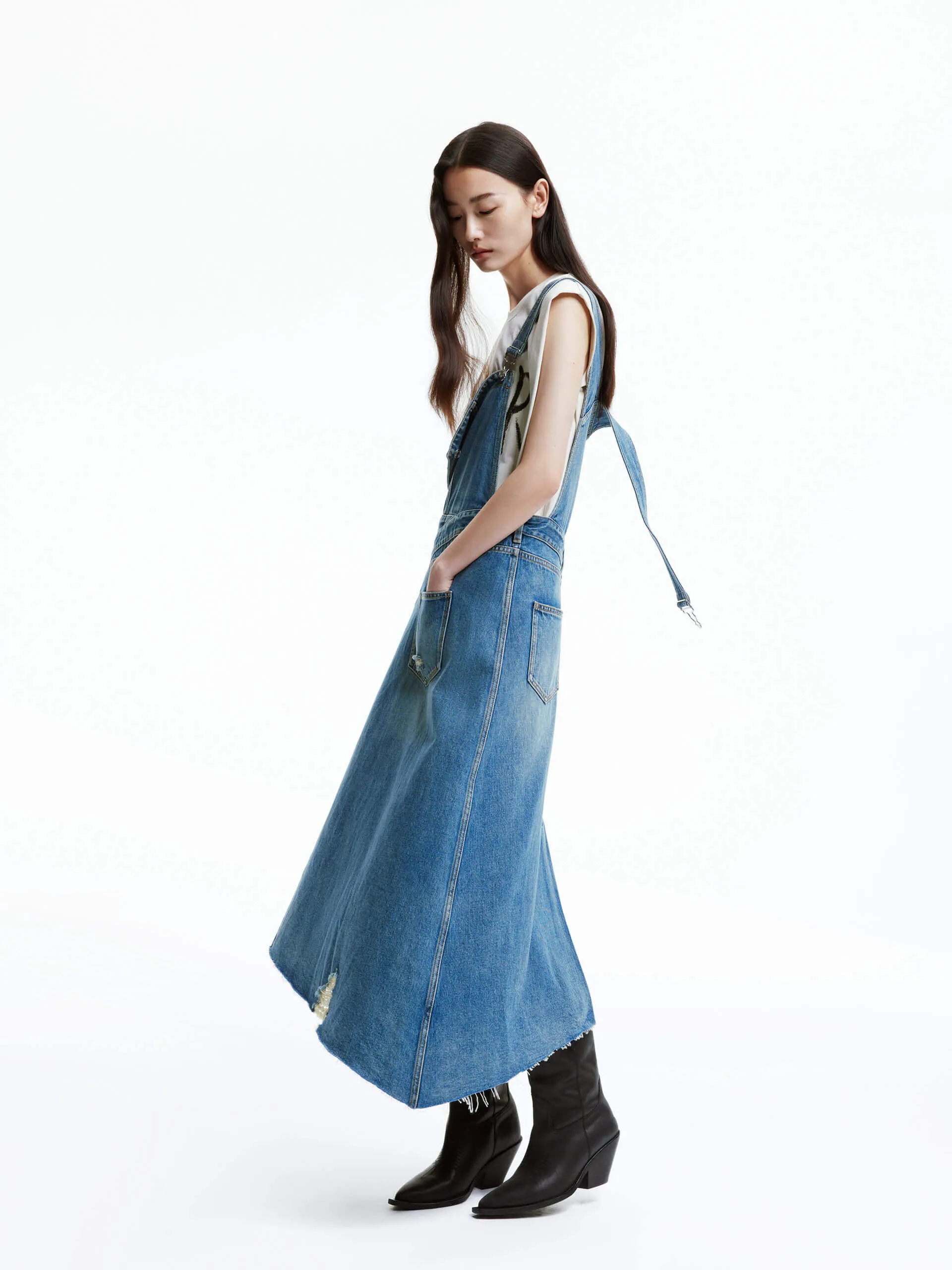 Irregular Hem Denim Dress