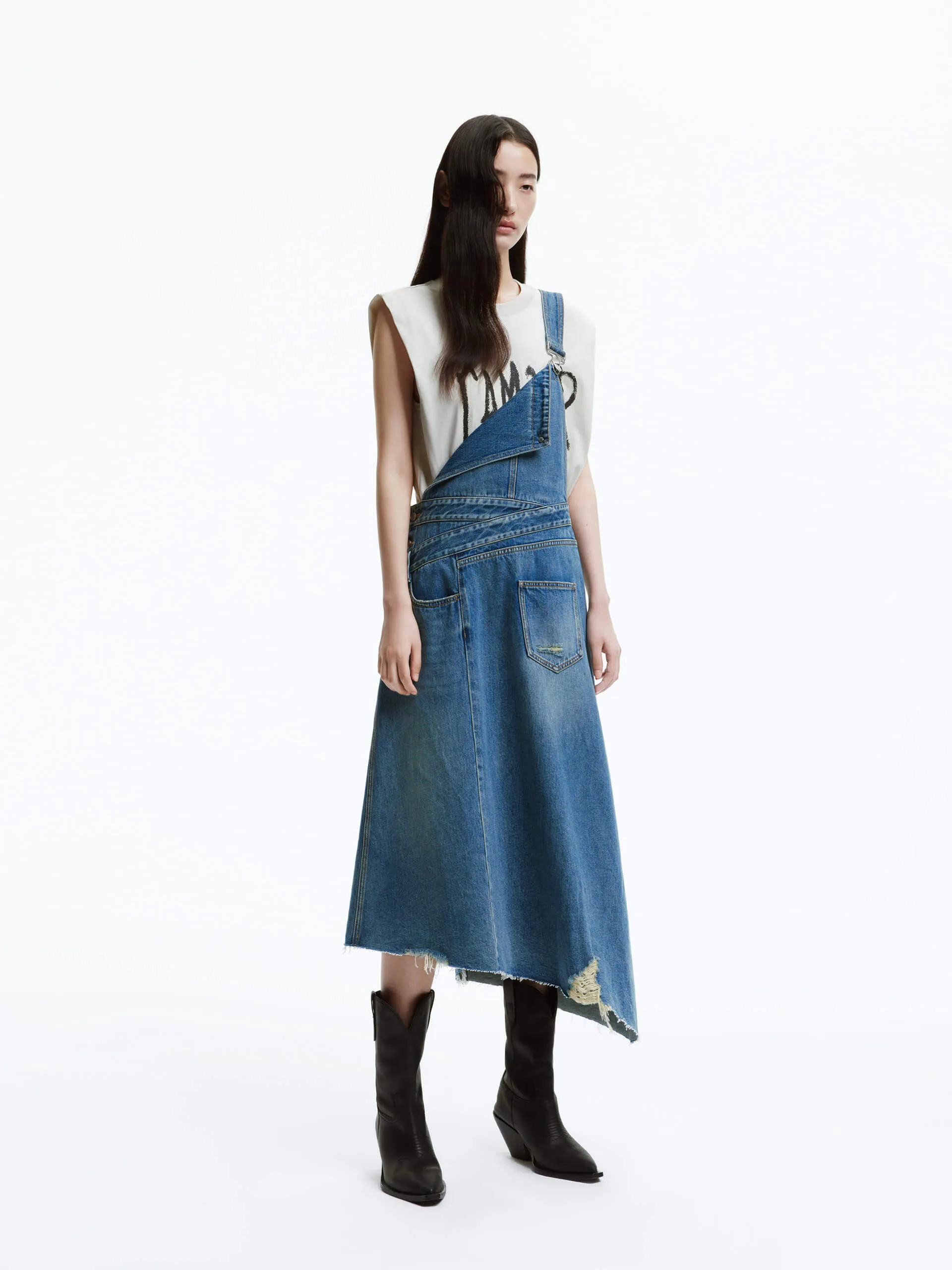 Irregular Hem Denim Dress