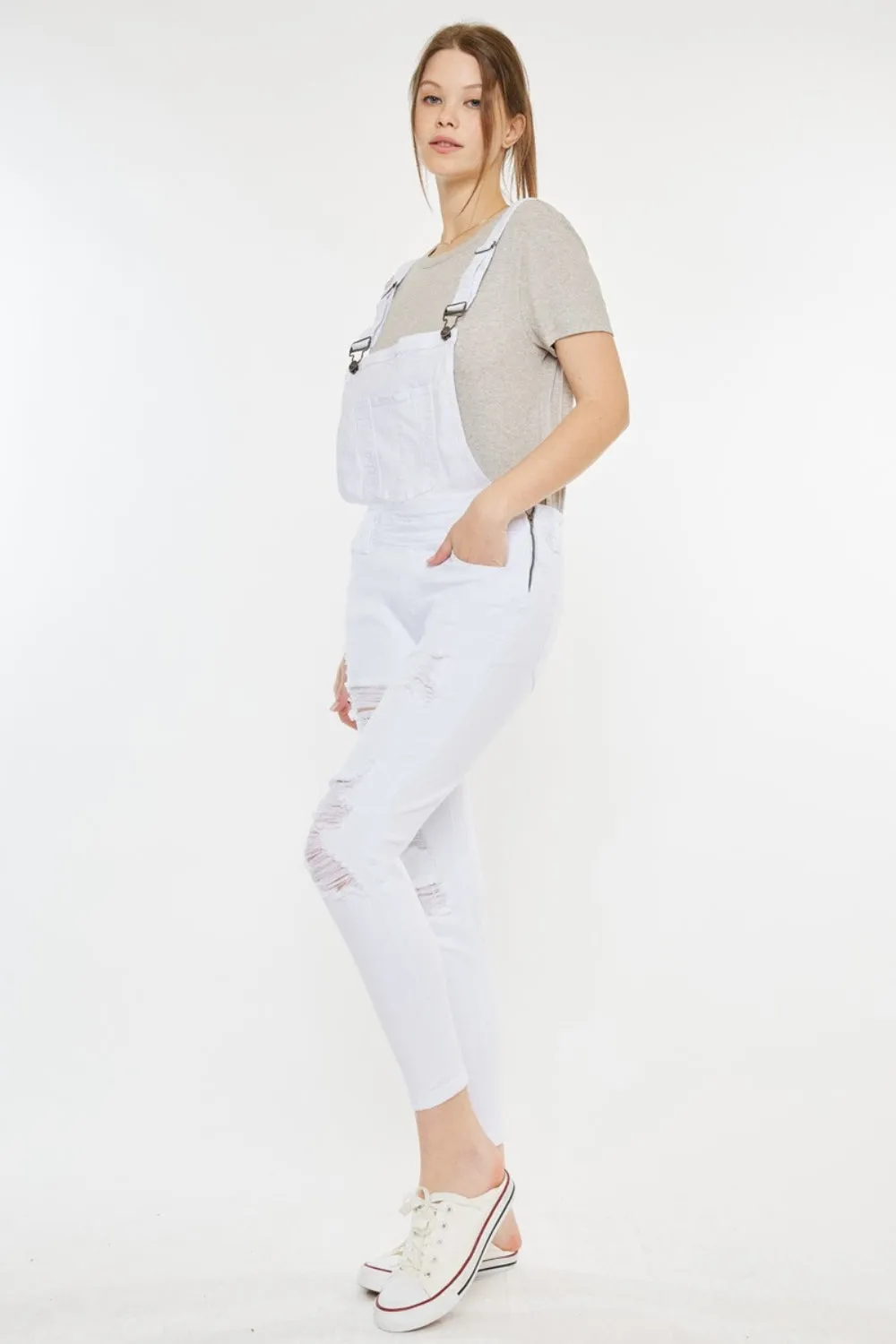 Kancan Distressed Skinny Denim Overalls